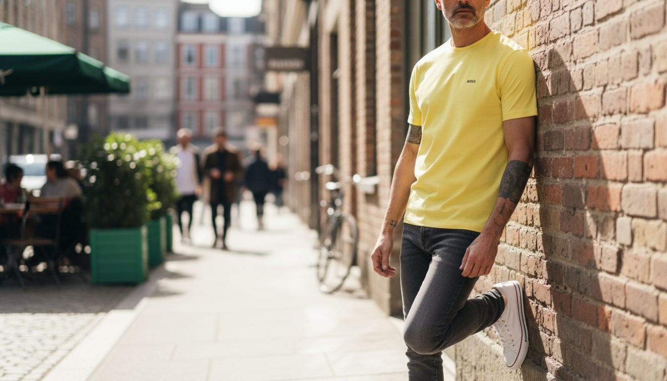 Boss Yellow Print T-Shirt for Men: Fit, Style, Care