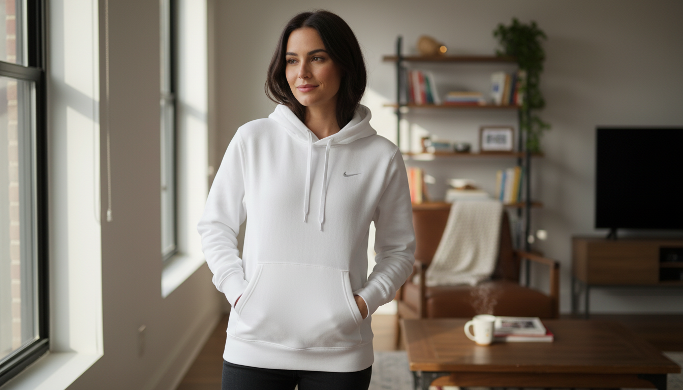 Nike Women’s White Hoodie: Front Pockets, Everyday Fit