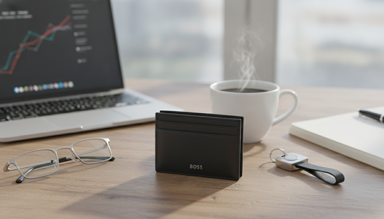 Boss Men’s Black Faux Leather Wallet: Slim Everyday Carry